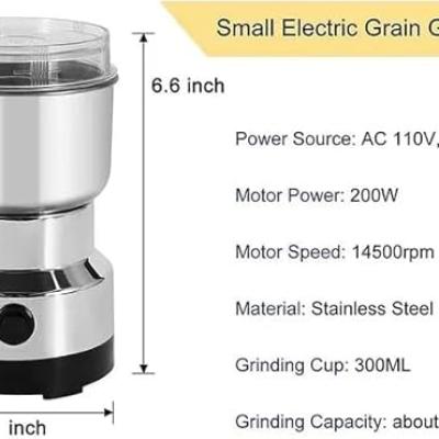 Nima Mixer Grinder Mini Stainless Steel Coffee Spice Nuts Grains Bean Grinder Mixer (NOT Use Liquid)(300 ml Jar)