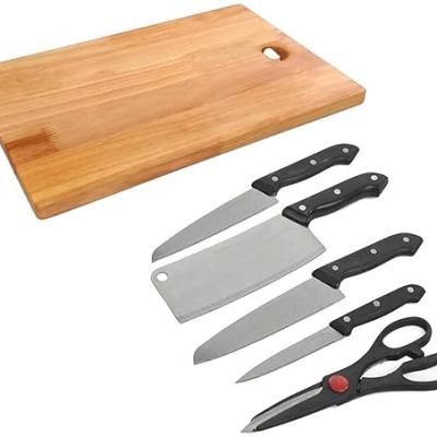 Stainless Steel Kitchen 5-Pcs Knife Set with Wooden Chopping Bord for Vegetable & Meat Cutting Knife(Multi) (5 Piece Set)